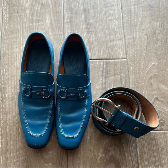 Blue Salvatore Ferragamo shoes and belt (set of 2) main image 6